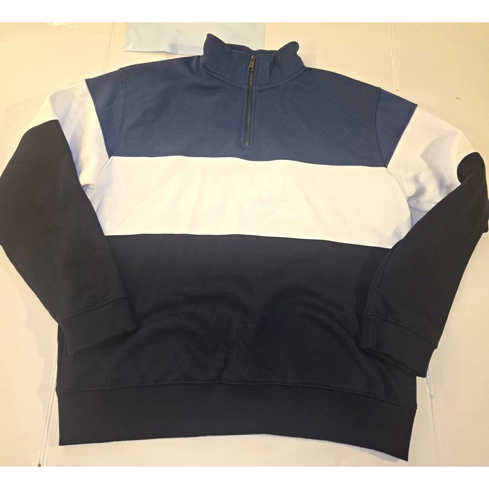Denim & Flower Ricky Singh Mens XL Quarter Zip Pullover Colorblock Sweatshirt